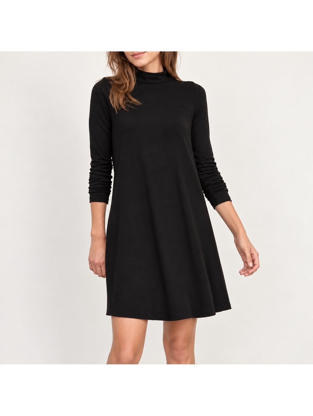 Abercrombie & Fitch Black Mock Neck Long Sleeve Swing Dress Size M